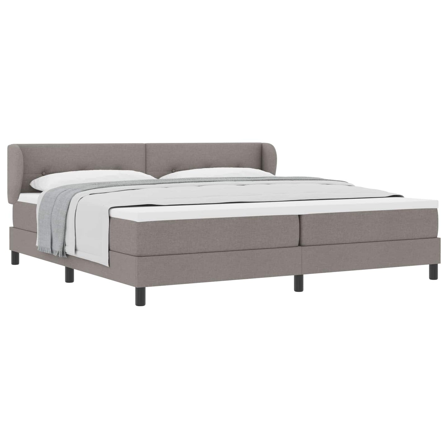 Box spring seng med hovedgærde Gråbrun 200 x 200 cm Stof