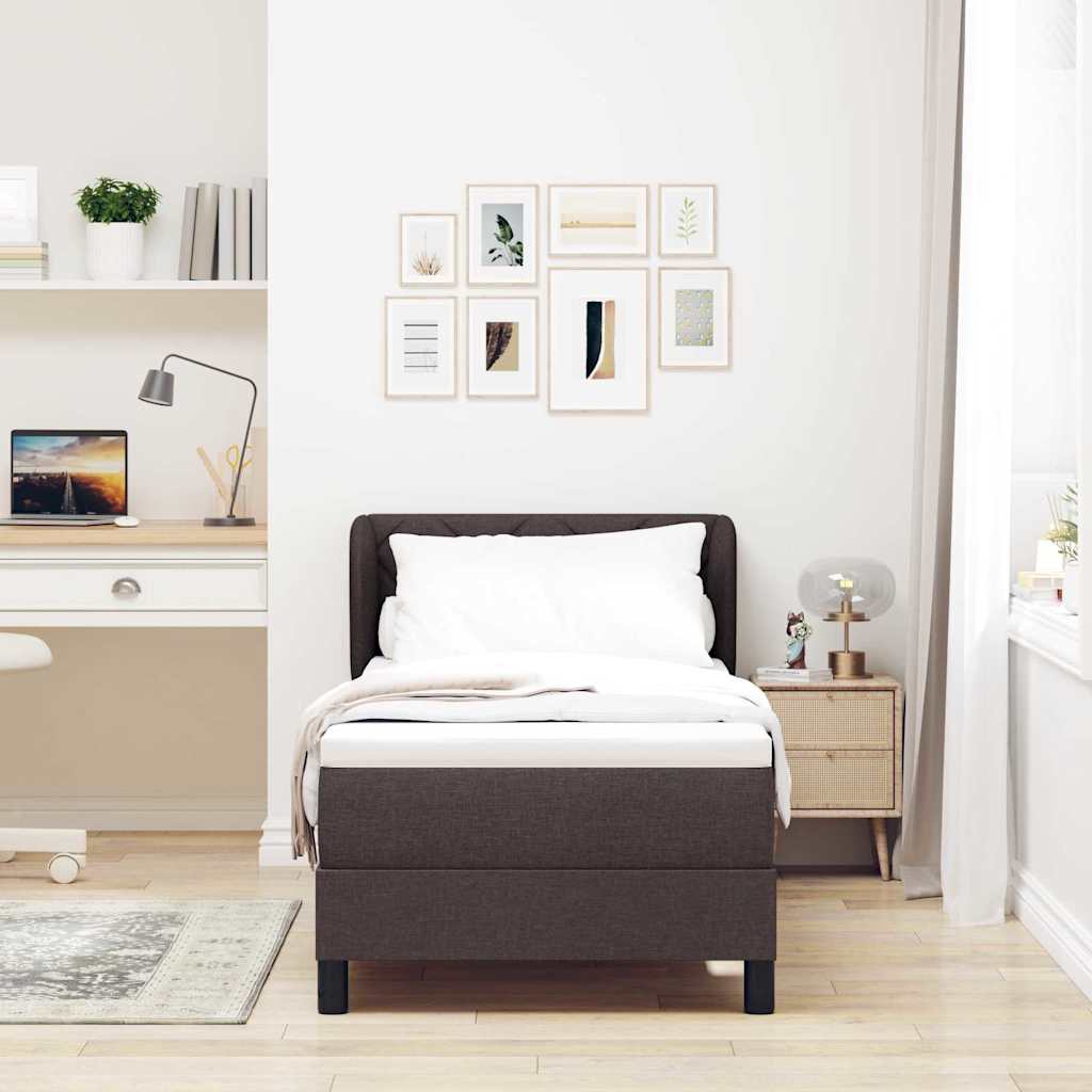 Box spring seng med hovedgærde Mørk Brun 80 x 200 cm Stof