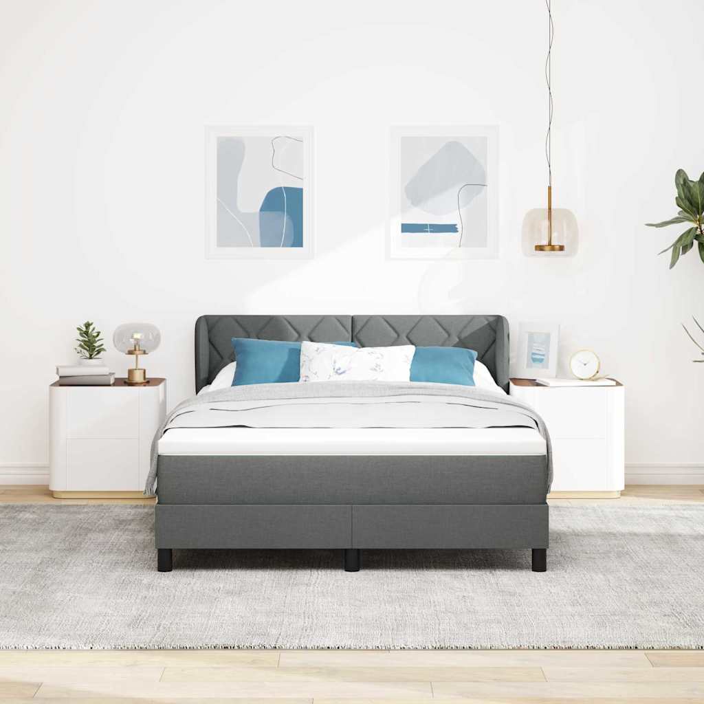 Box spring seng med hovedgærde Mørkegrå 140 x 190 cm Stof
