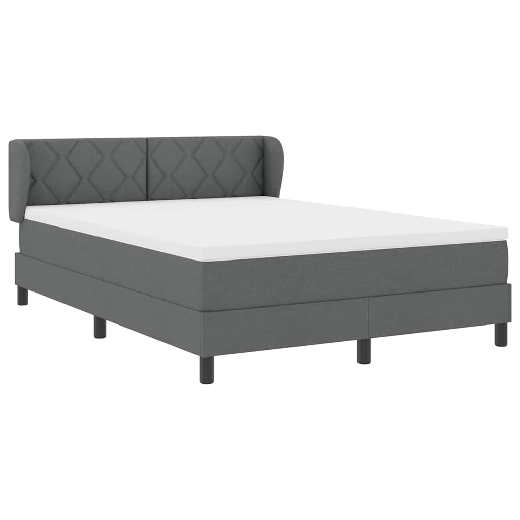 Box spring seng med hovedgærde Mørkegrå 140 x 190 cm Stof