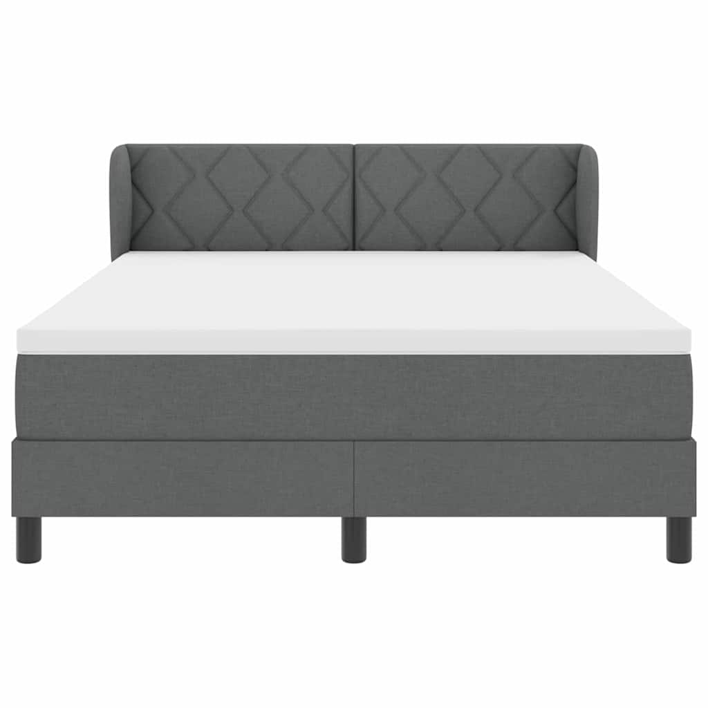 Box spring seng med hovedgærde Mørkegrå 140 x 190 cm Stof