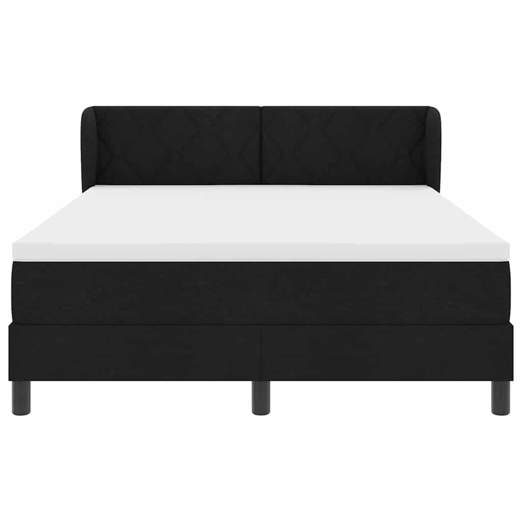 Box spring seng med hovedgærde Sort 140 x 190 cm Stof