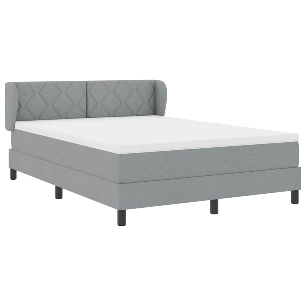 Box spring seng med hovedgærde Lysegrå 140 x 200 cm Stof