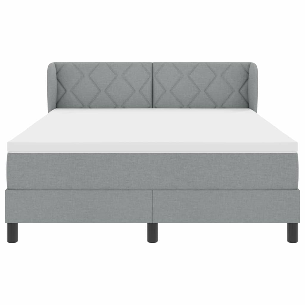 Box spring seng med hovedgærde Lysegrå 140 x 200 cm Stof