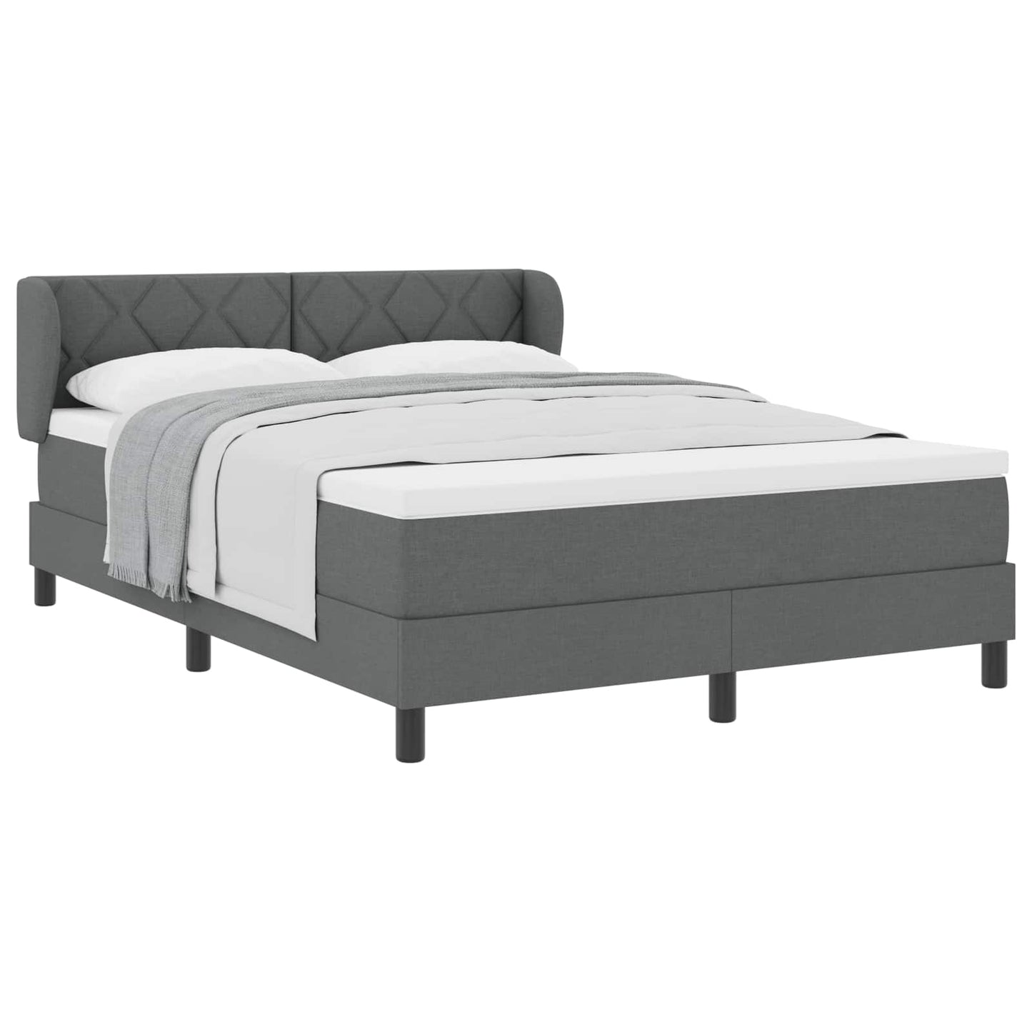 Box spring seng med hovedgærde Mørkegrå 140 x 200 cm Stof