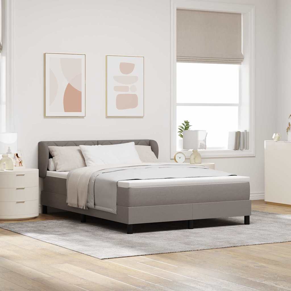 Box spring seng med hovedgærde Gråbrun 140 x 200 cm Stof