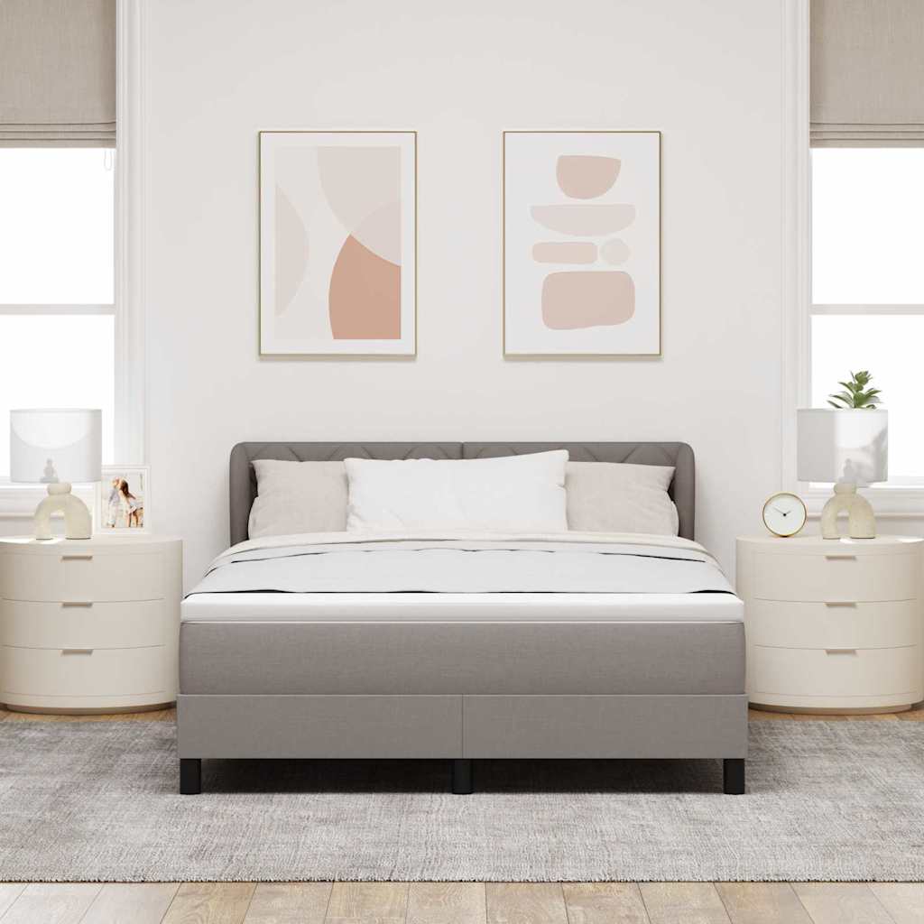 Box spring seng med hovedgærde Gråbrun 140 x 200 cm Stof