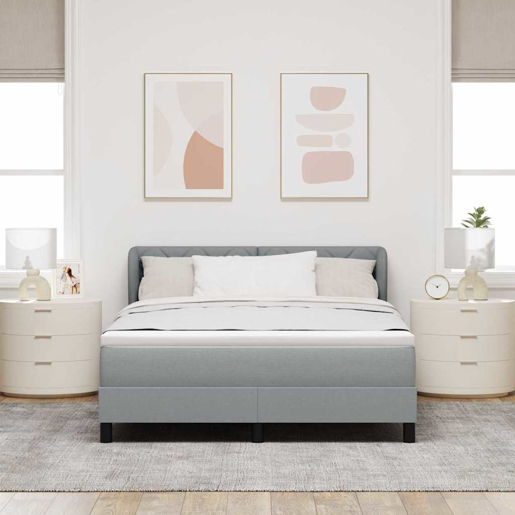 Box spring seng med hovedgærde Lysegrå 160 x 200 cm Stof