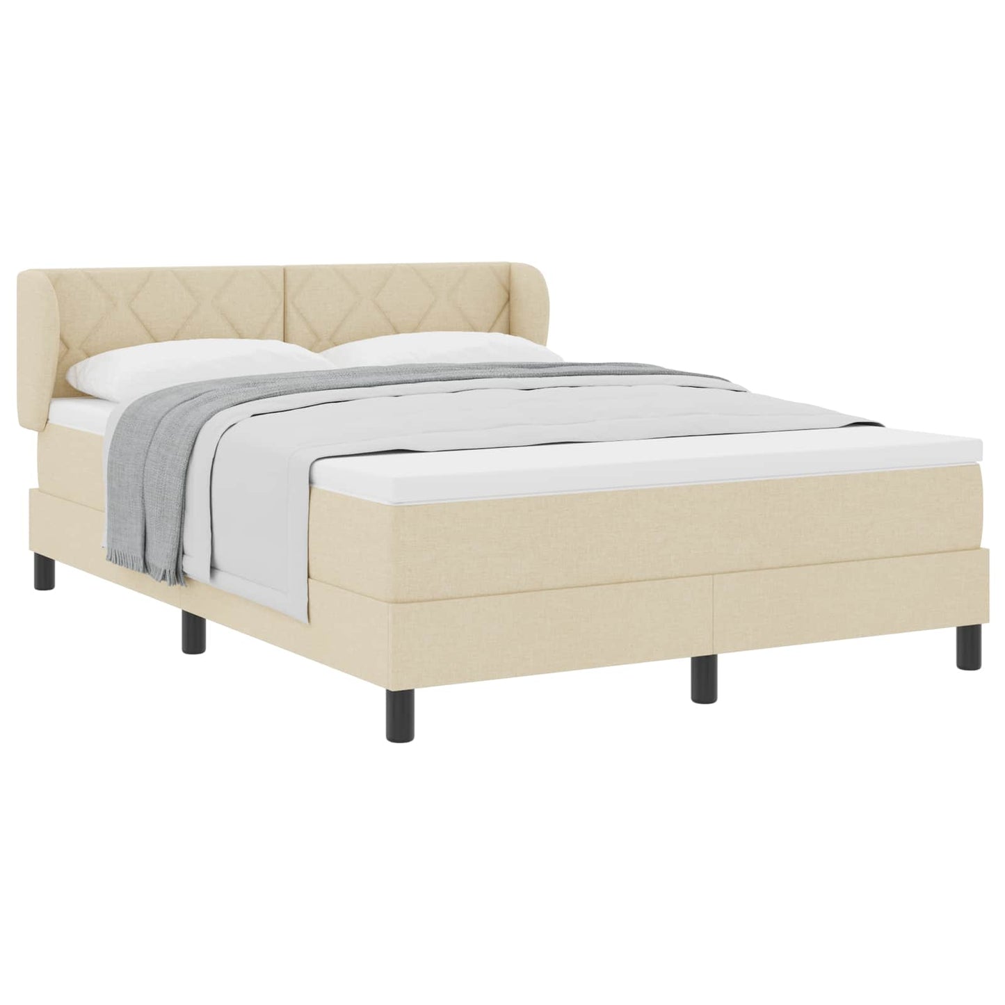 Box spring seng med hovedgærde Creme 160 x 200 cm Stof