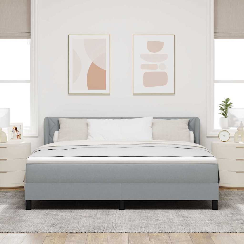 Box spring seng med hovedgærde Lysegrå 180 x 200 cm Stof