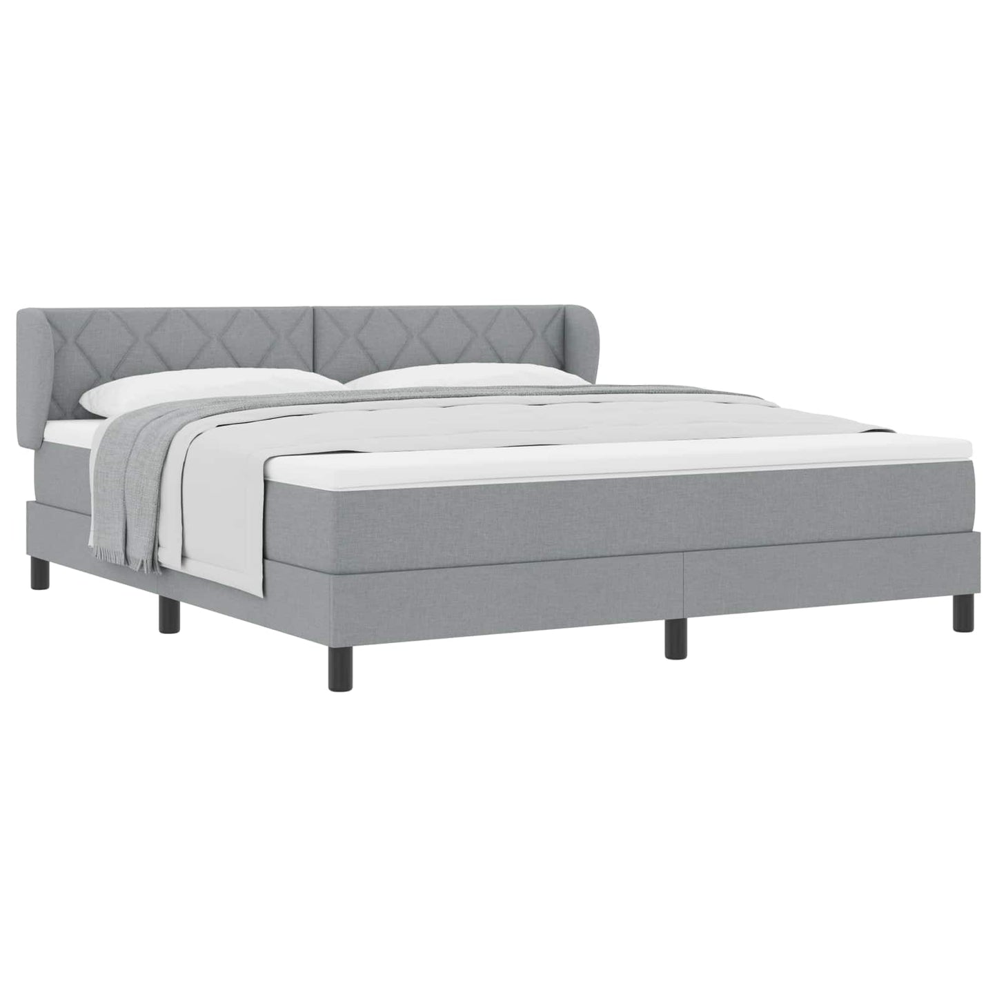 Box spring seng med hovedgærde Lysegrå 180 x 200 cm Stof