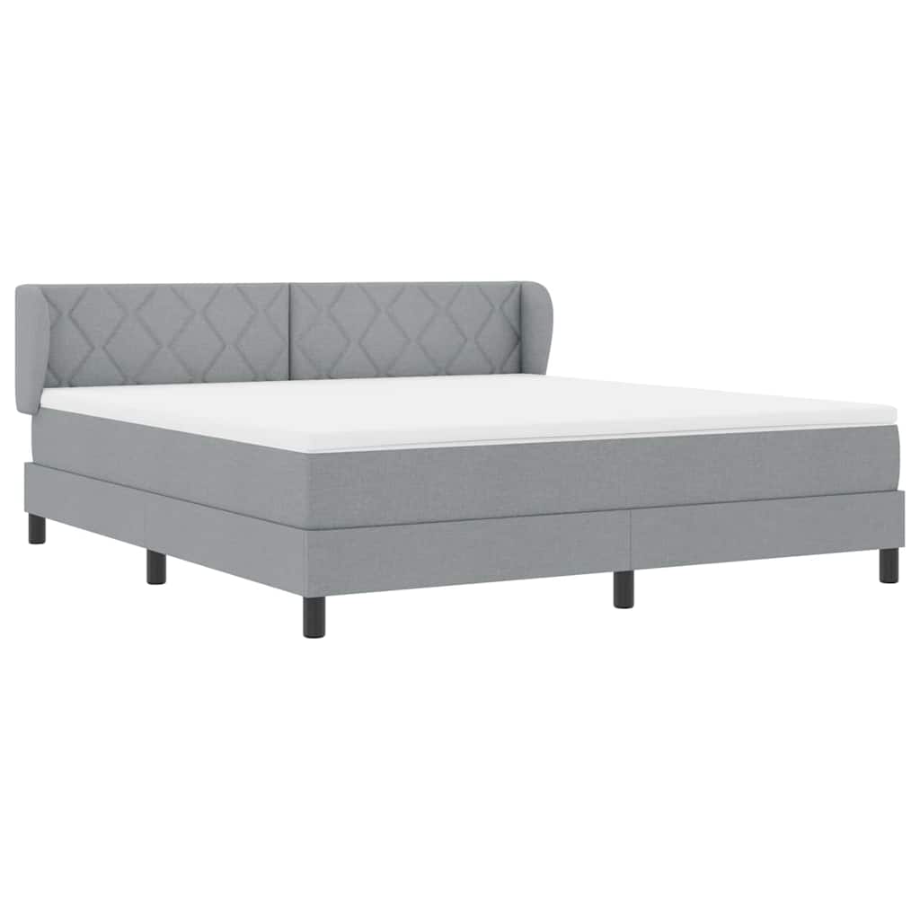 Box spring seng med hovedgærde Lysegrå 180 x 200 cm Stof
