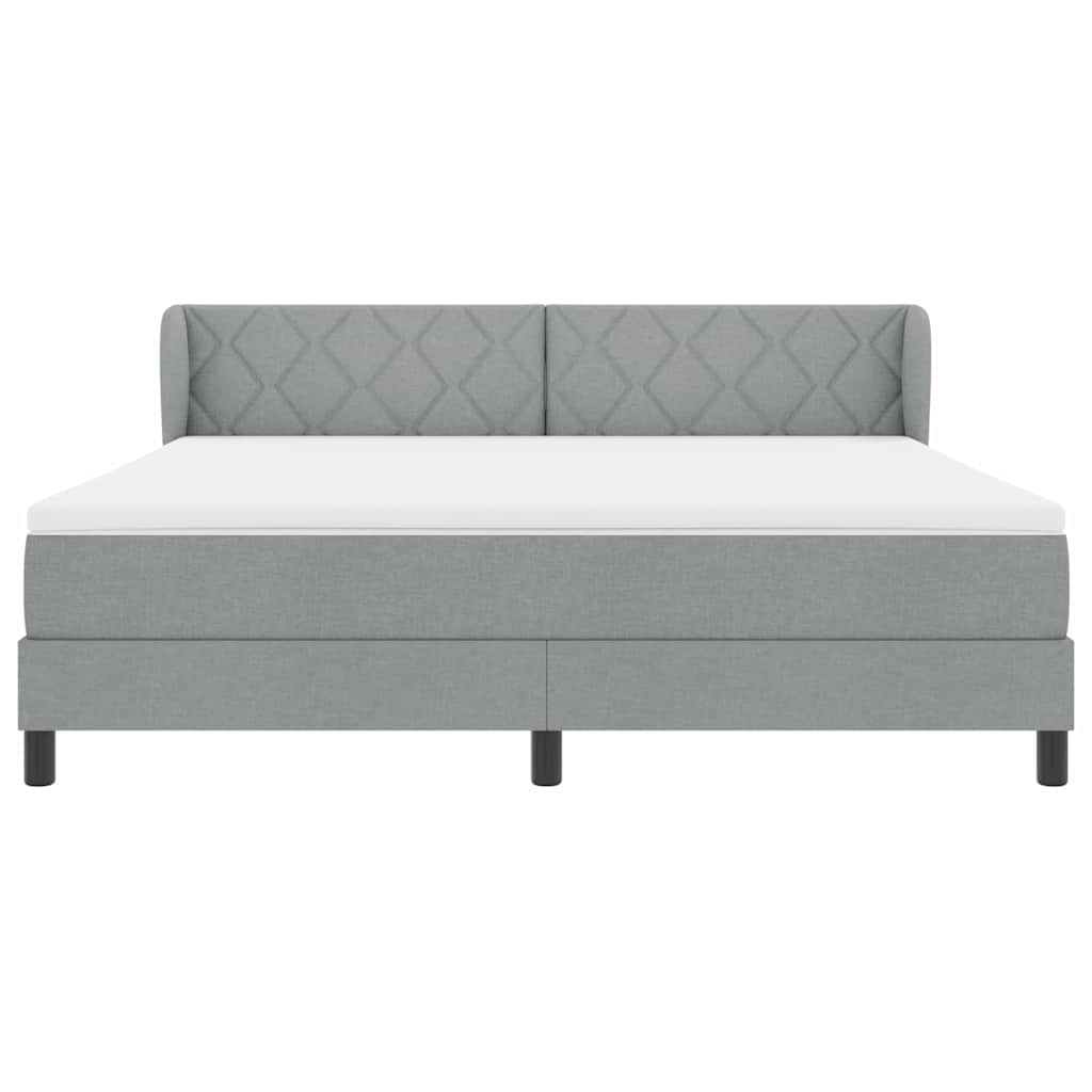 Box spring seng med hovedgærde Lysegrå 180 x 200 cm Stof