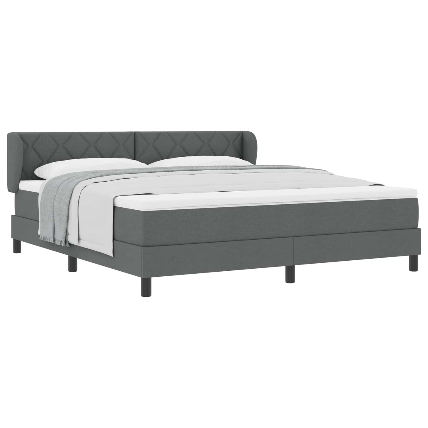 Box spring seng med hovedgærde Mørkegrå 180 x 200 cm Stof