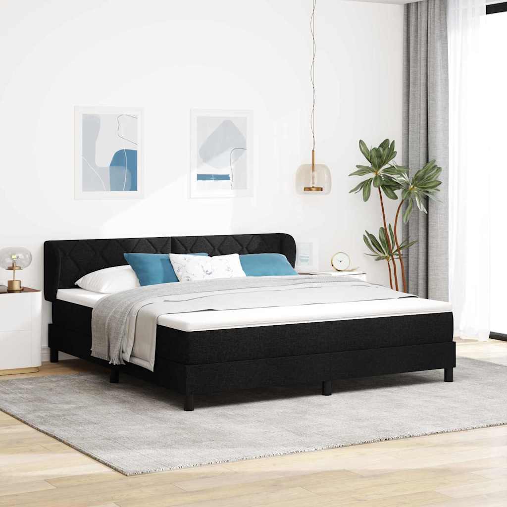 Box spring seng med hovedgærde Sort 180 x 200 cm Stof