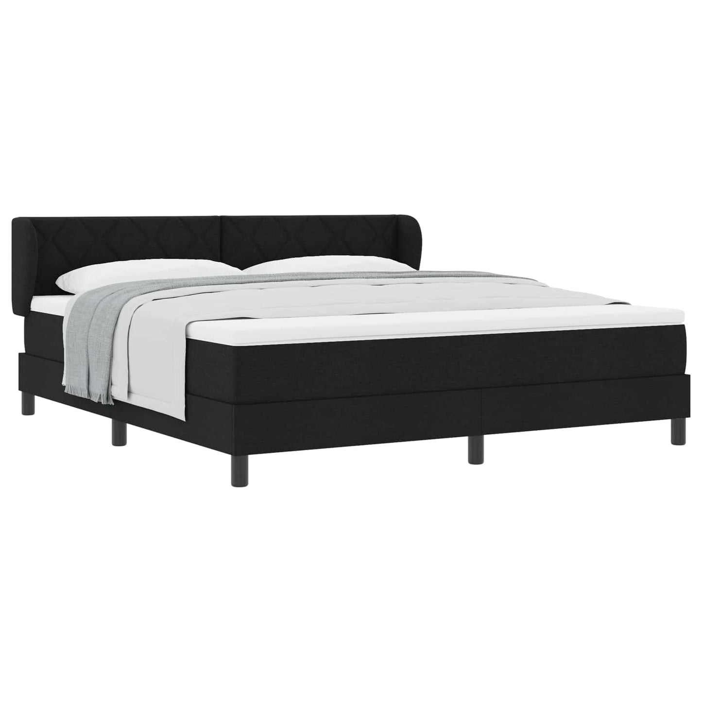 Box spring seng med hovedgærde Sort 180 x 200 cm Stof