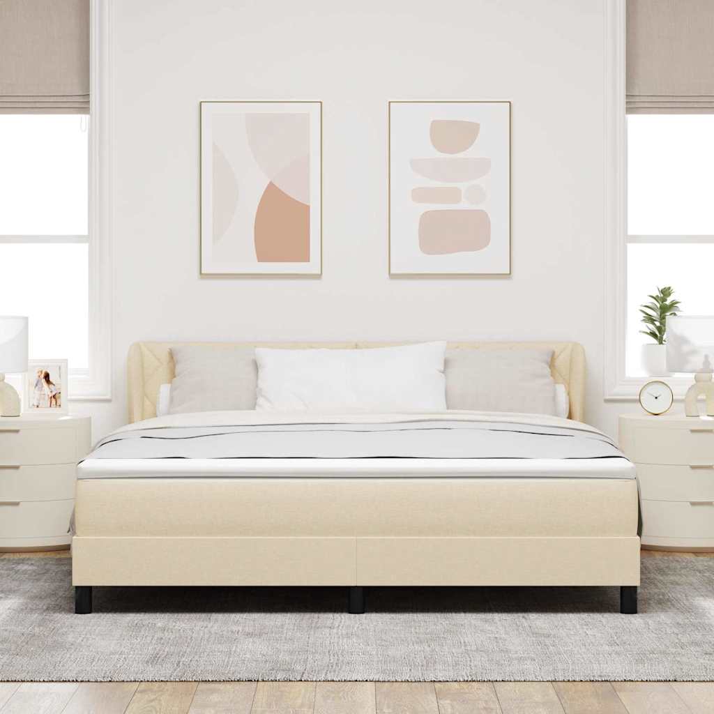 Box spring seng med hovedgærde Creme 180 x 200 cm Stof