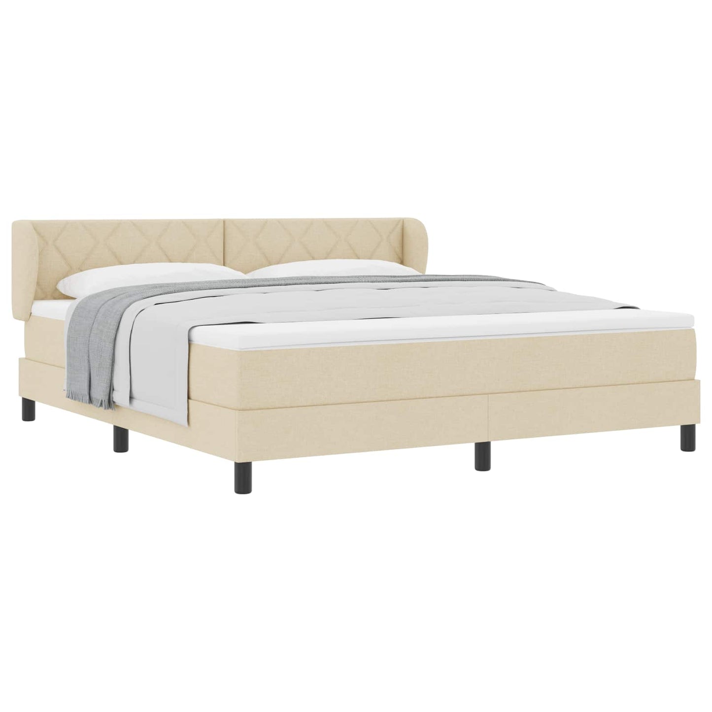 Box spring seng med hovedgærde Creme 180 x 200 cm Stof