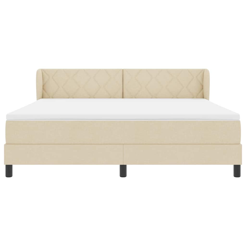 Box spring seng med hovedgærde Creme 180 x 200 cm Stof
