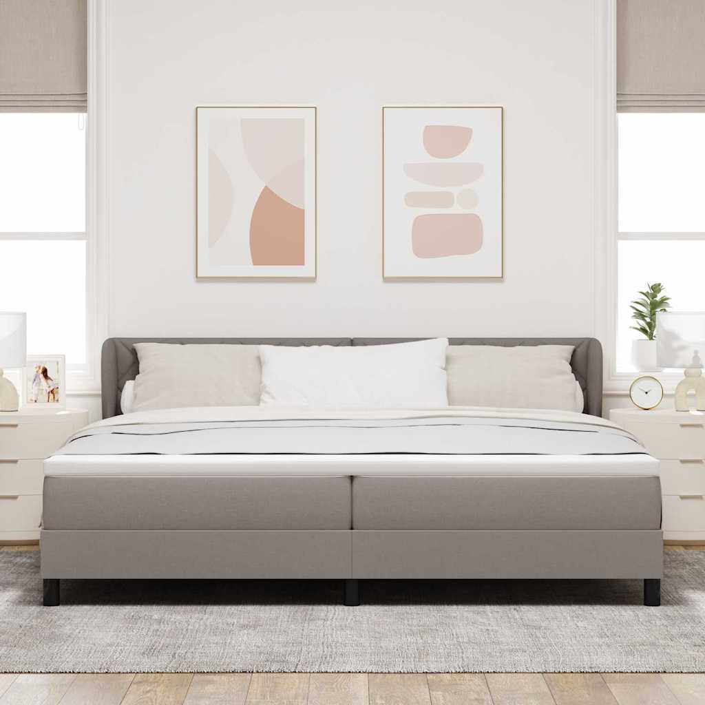 Box spring seng med hovedgærde Gråbrun 200 x 200 cm Stof