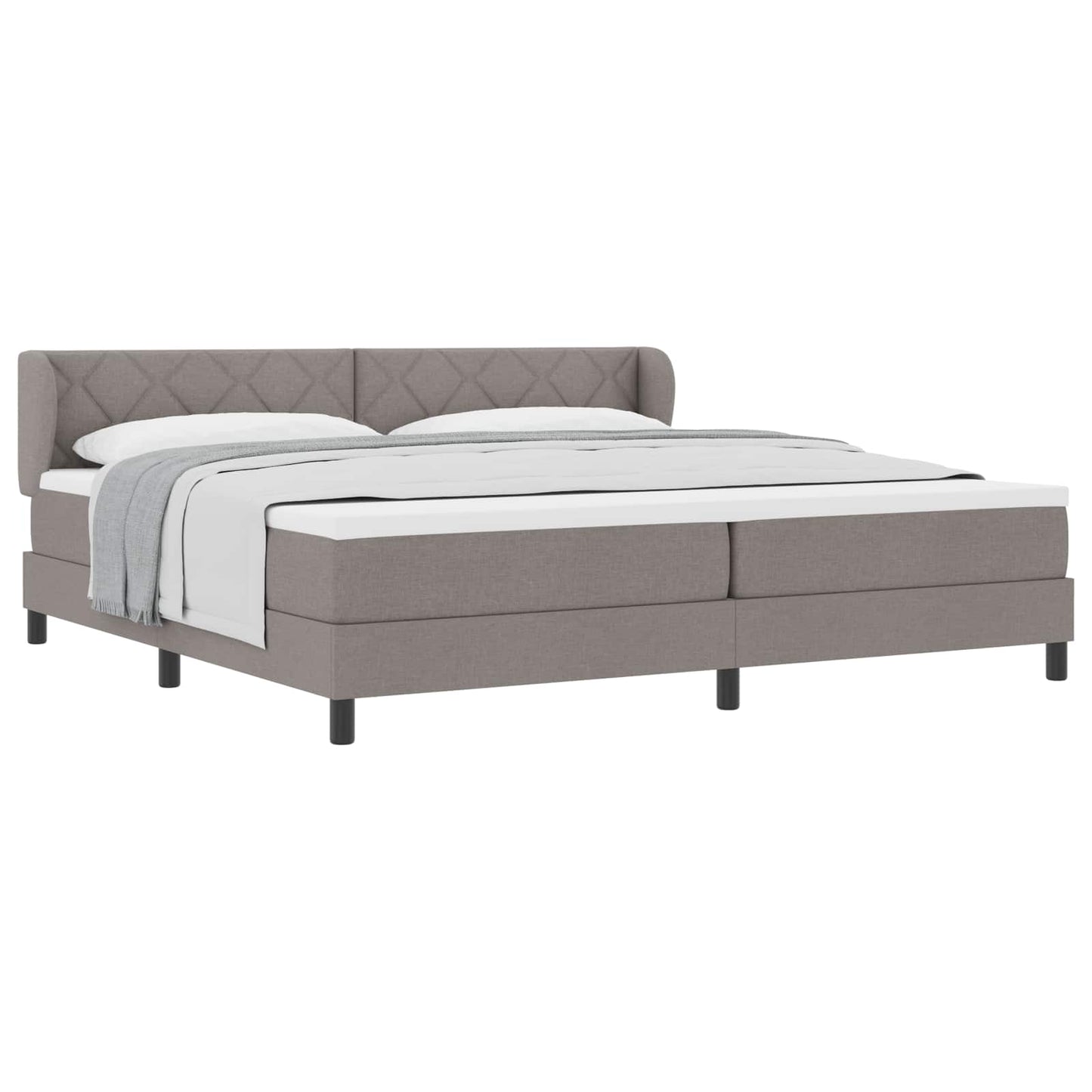 Box spring seng med hovedgærde Gråbrun 200 x 200 cm Stof