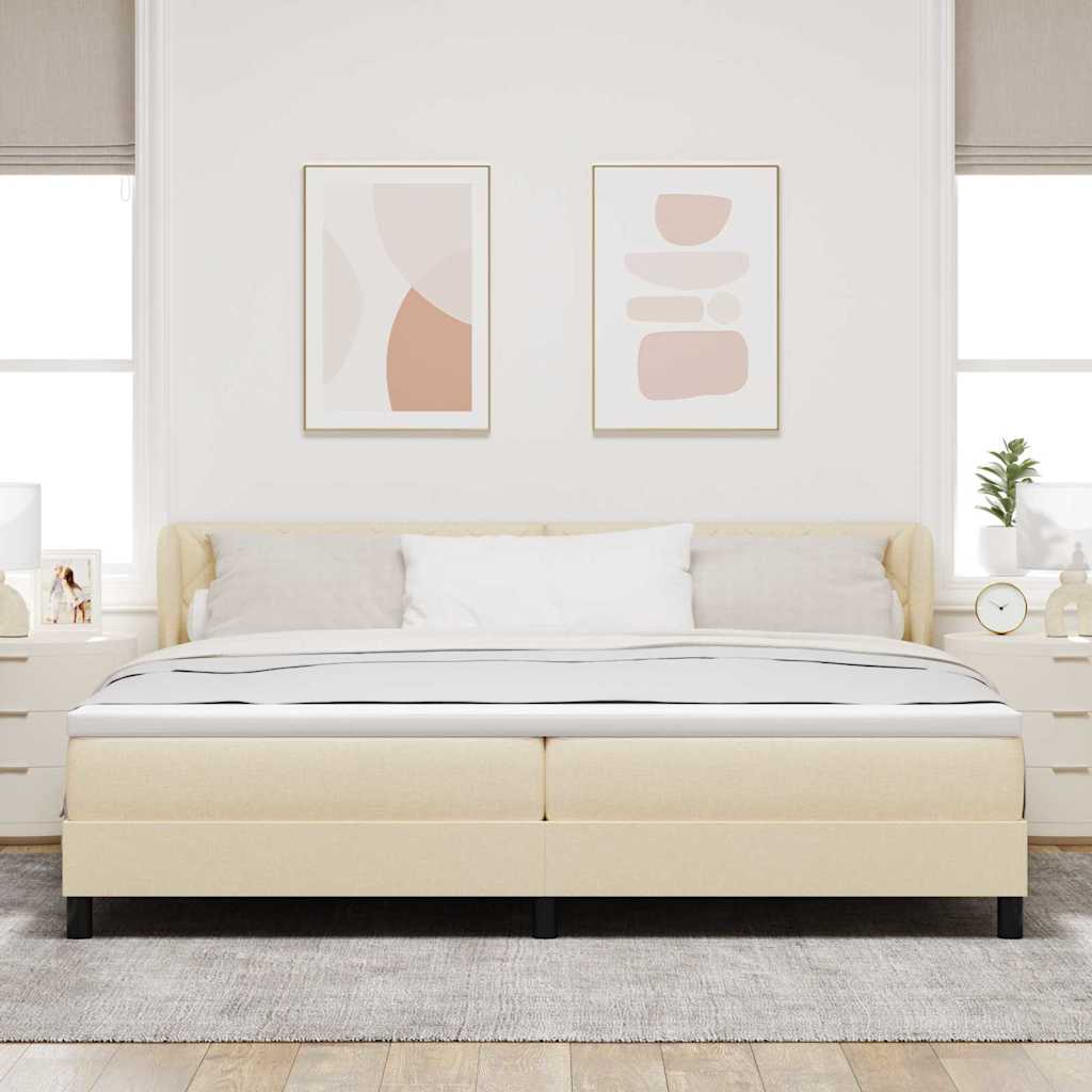 Box spring seng med hovedgærde Creme 200 x 200 cm Stof