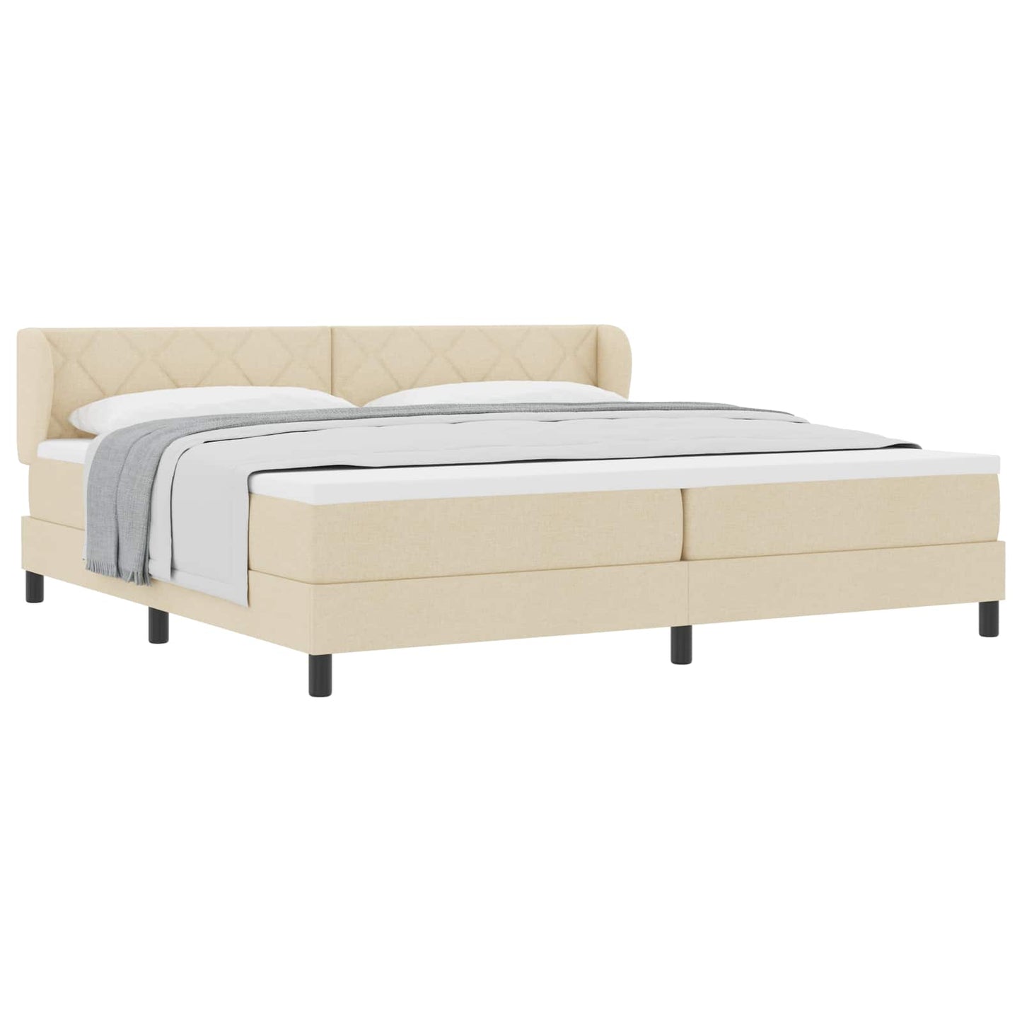 Box spring seng med hovedgærde Creme 200 x 200 cm Stof