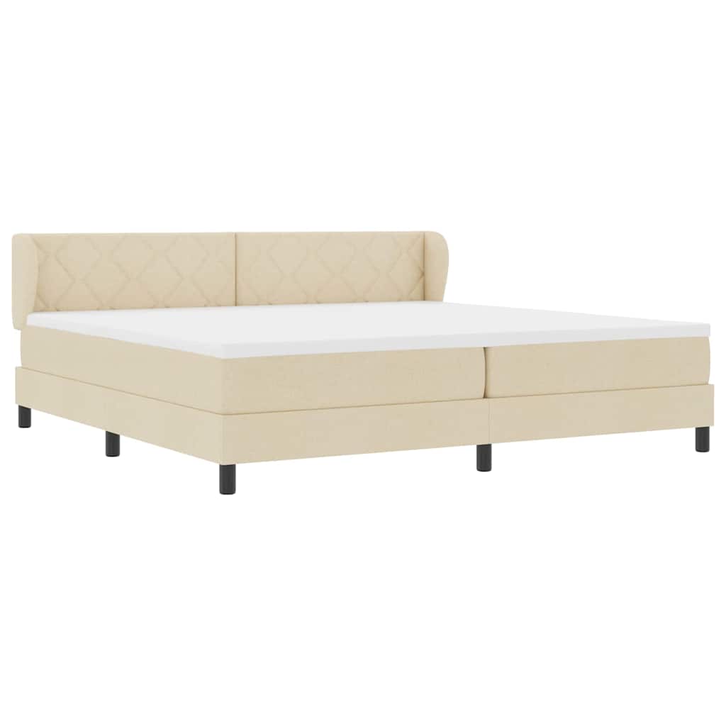 Box spring seng med hovedgærde Creme 200 x 200 cm Stof