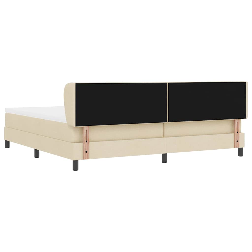 Box spring seng med hovedgærde Creme 200 x 200 cm Stof