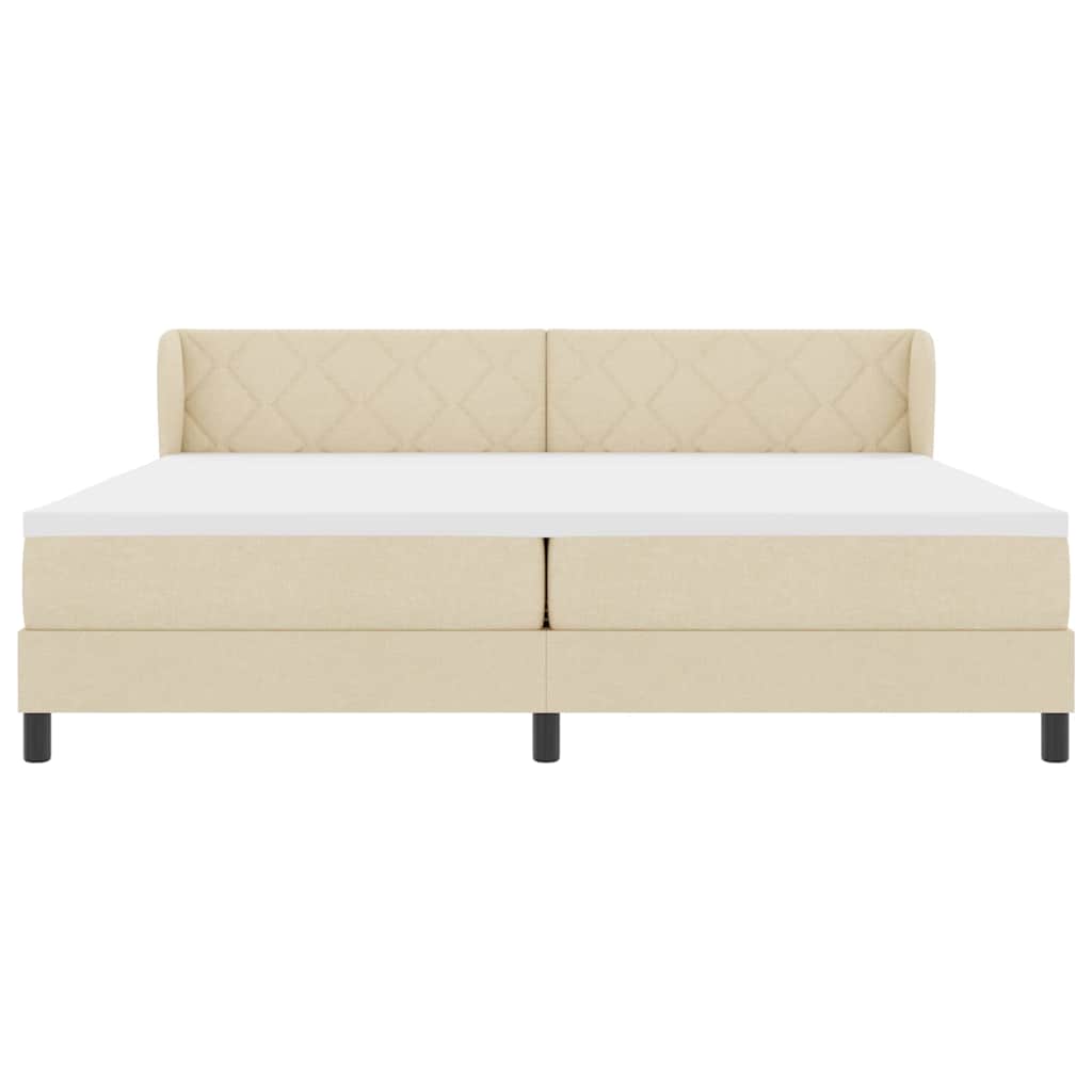 Box spring seng med hovedgærde Creme 200 x 200 cm Stof
