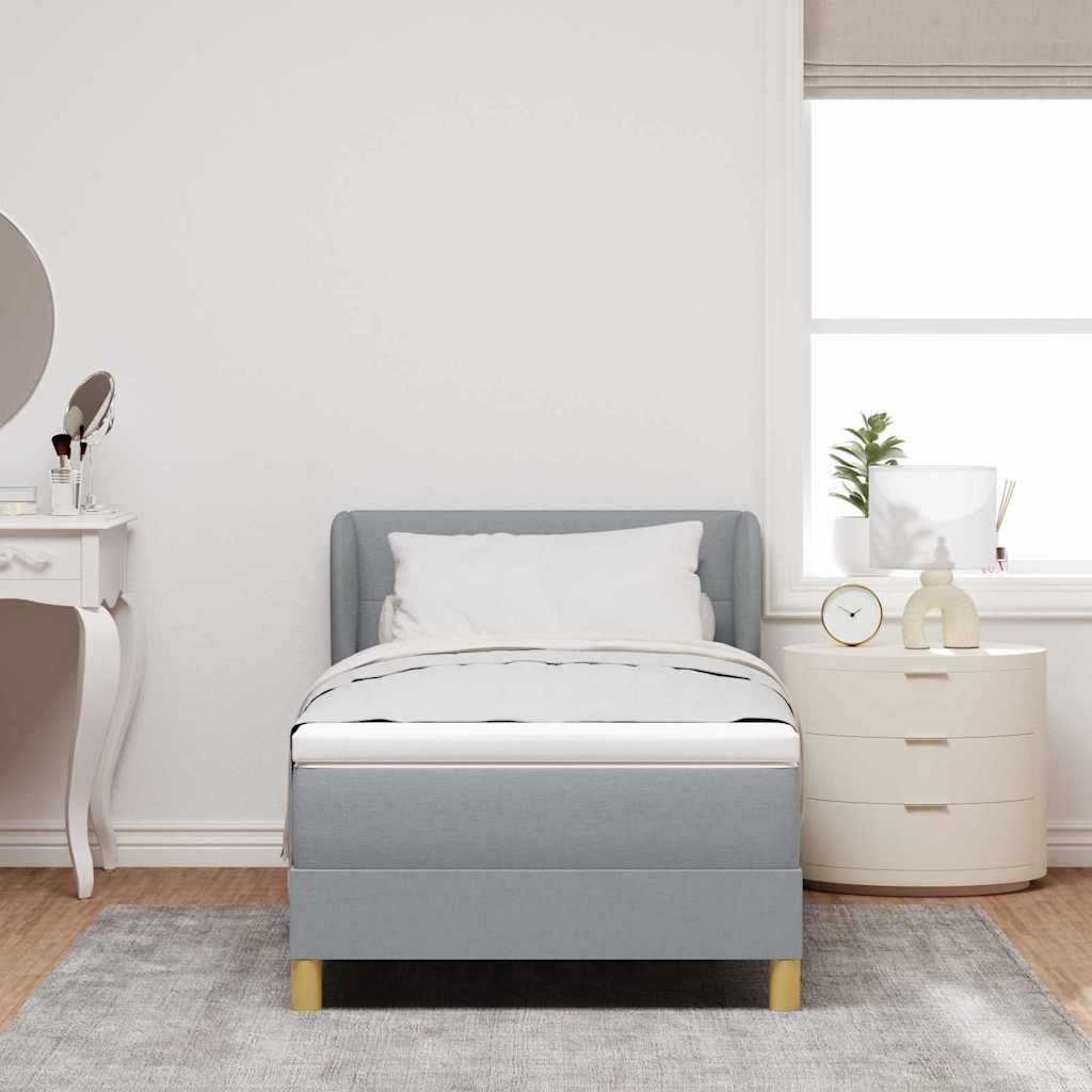 Box spring seng med hovedgærde Lysegrå 80 x 200 cm Stof