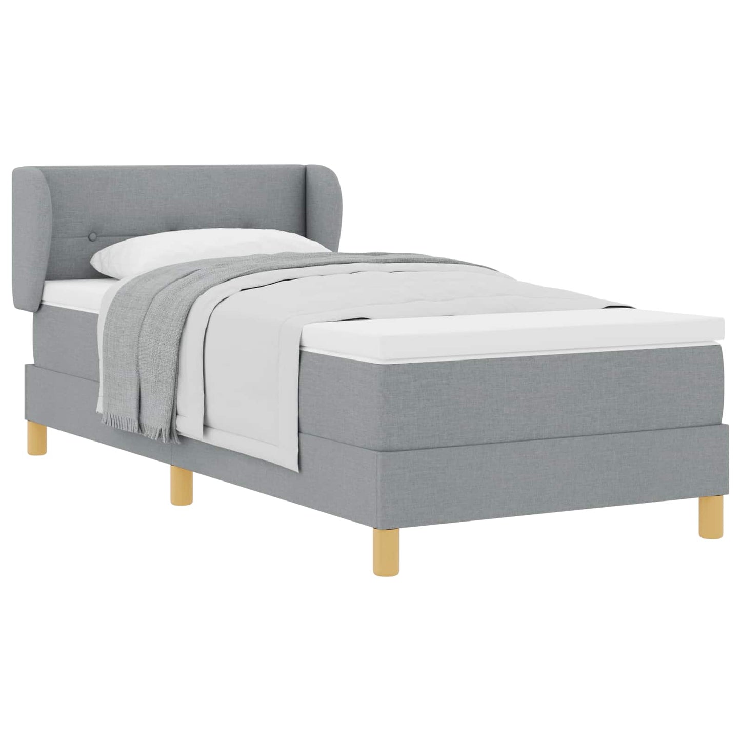 Box spring seng med hovedgærde Lysegrå 80 x 200 cm Stof