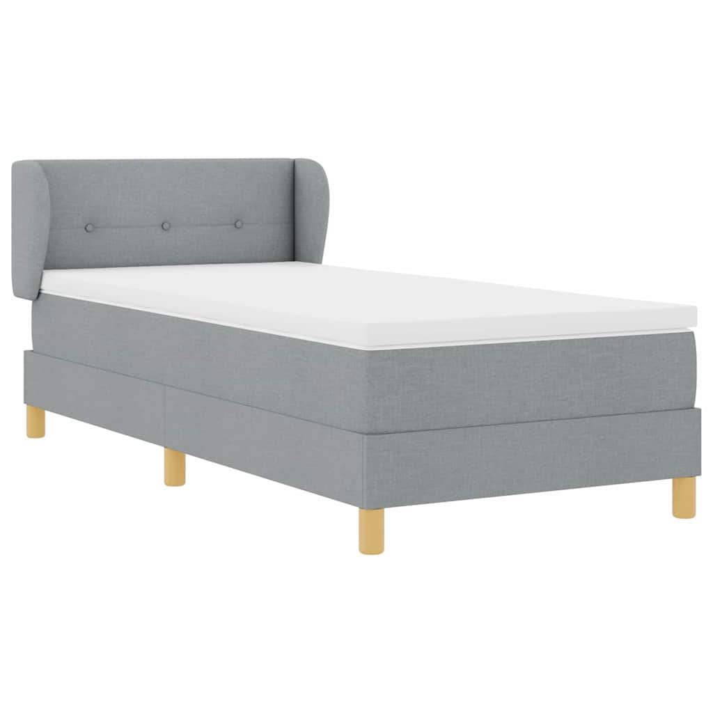 Box spring seng med hovedgærde Lysegrå 80 x 200 cm Stof