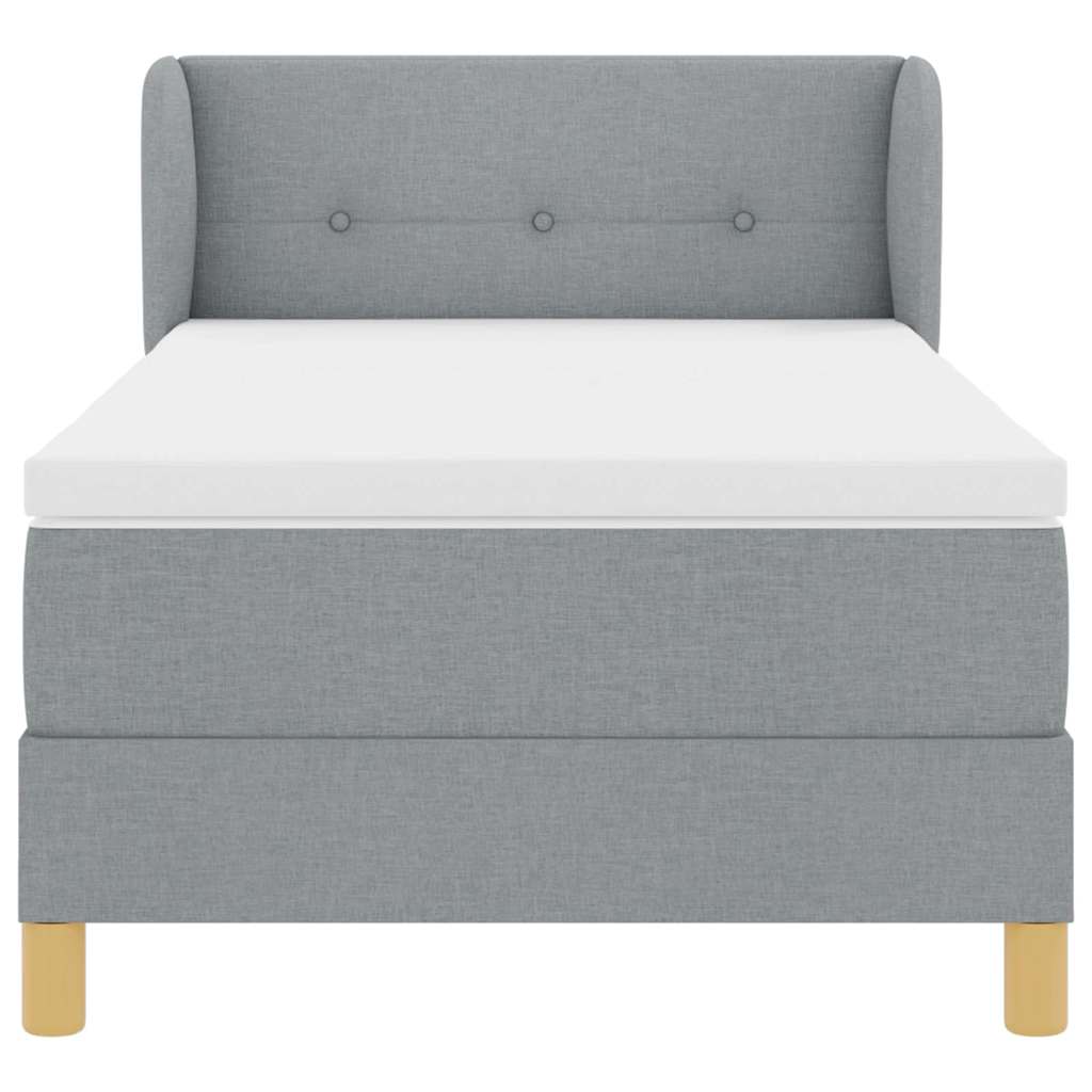 Box spring seng med hovedgærde Lysegrå 80 x 200 cm Stof