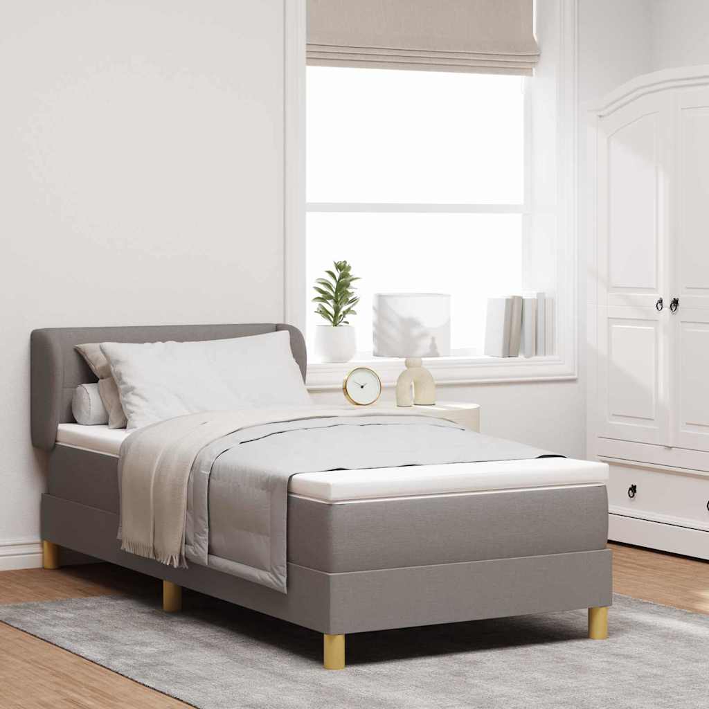 Box spring seng med hovedgærde Gråbrun 80 x 200 cm Stof