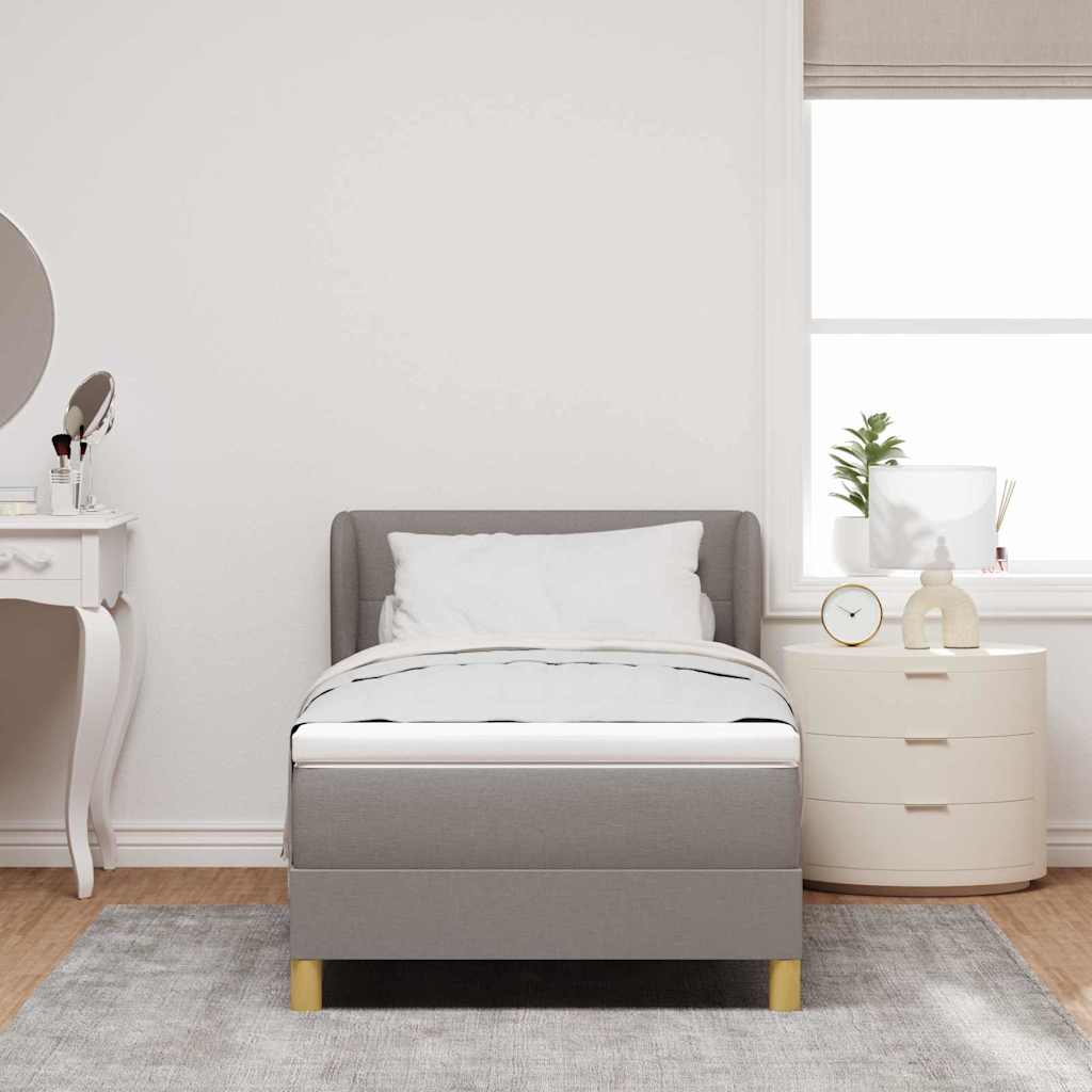 Box spring seng med hovedgærde Gråbrun 80 x 200 cm Stof