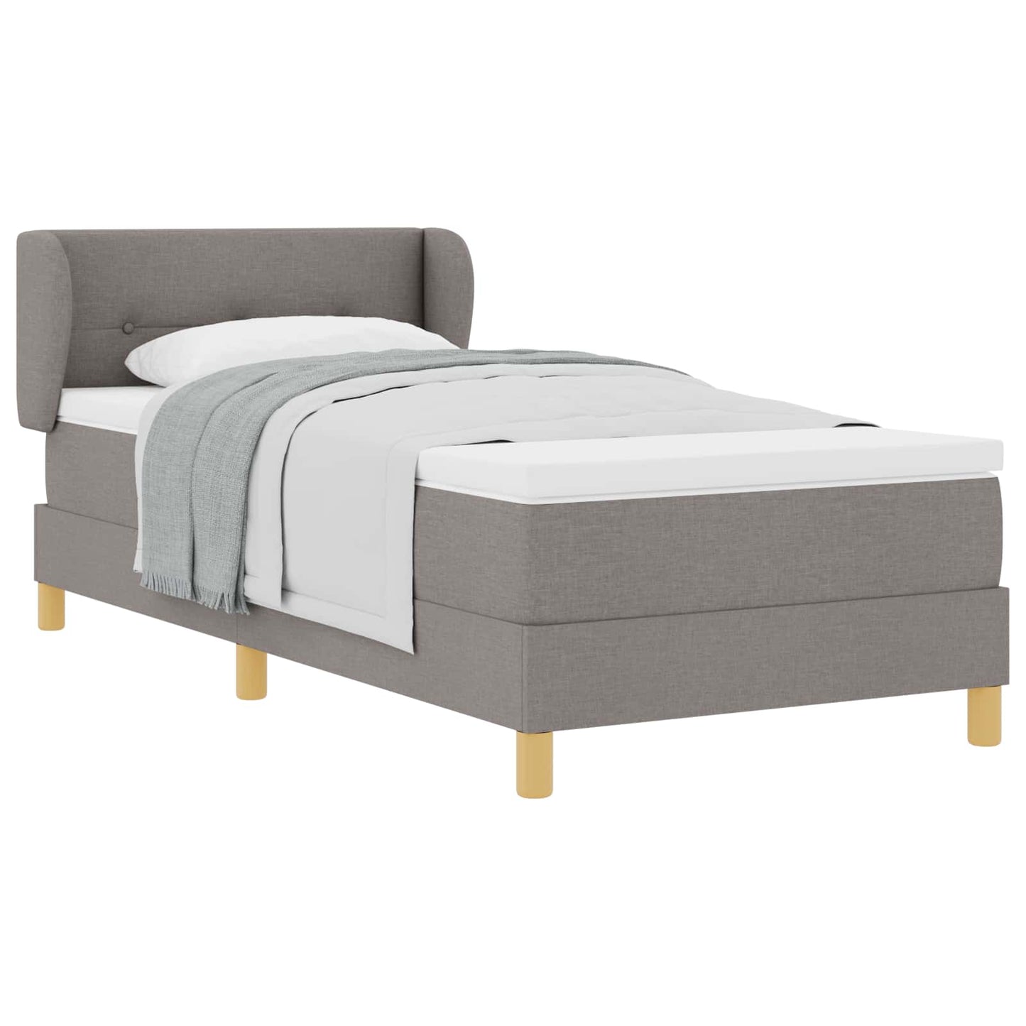 Box spring seng med hovedgærde Gråbrun 80 x 200 cm Stof