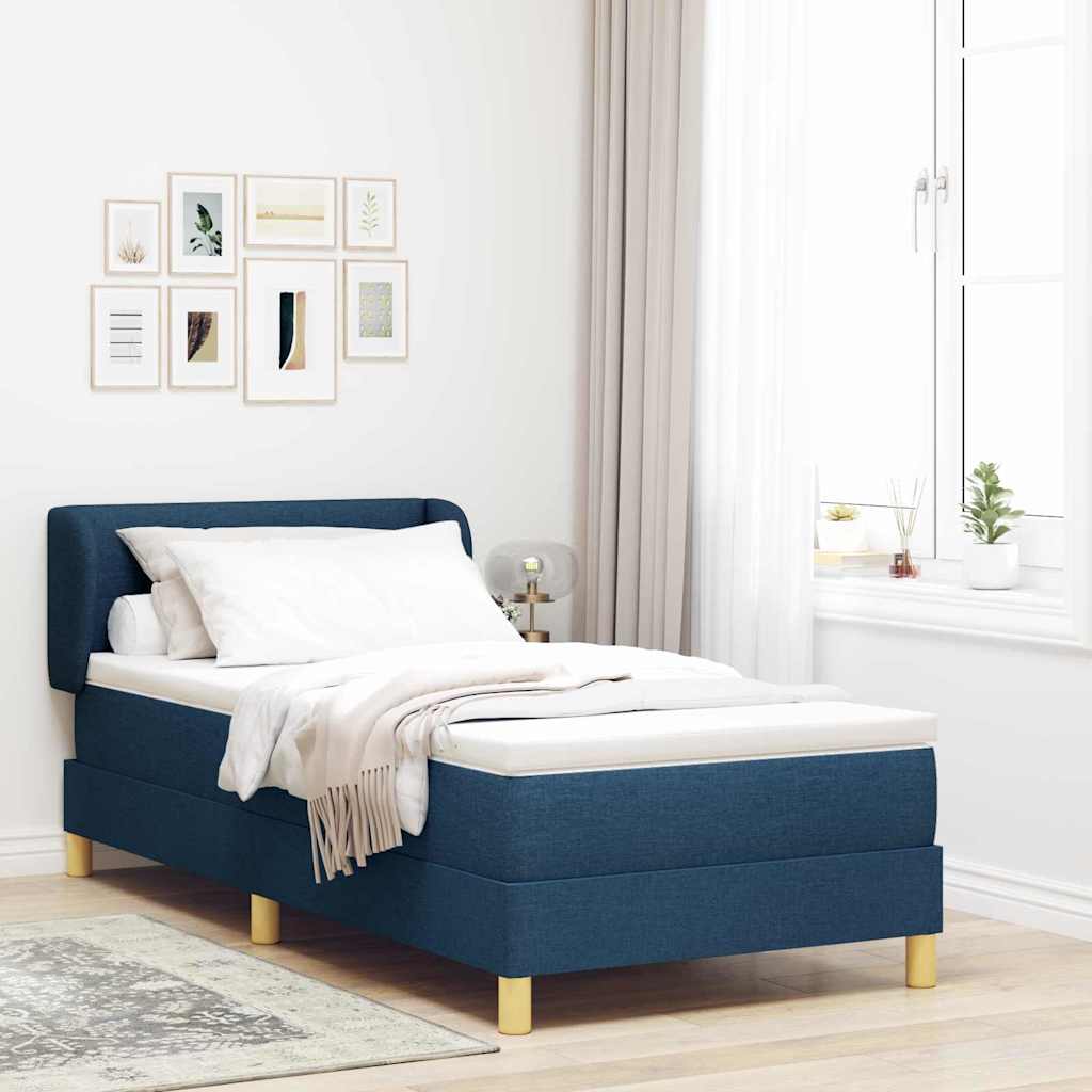 Box spring seng med hovedgærde Blå 80 x 200 cm Stof