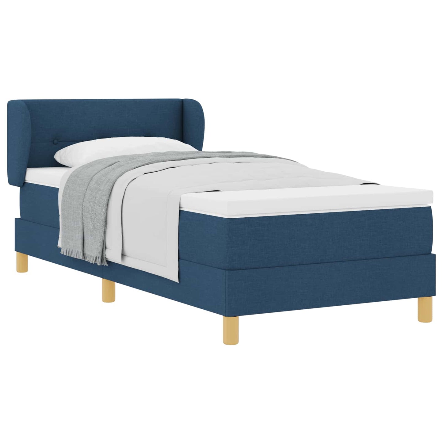 Box spring seng med hovedgærde Blå 80 x 200 cm Stof