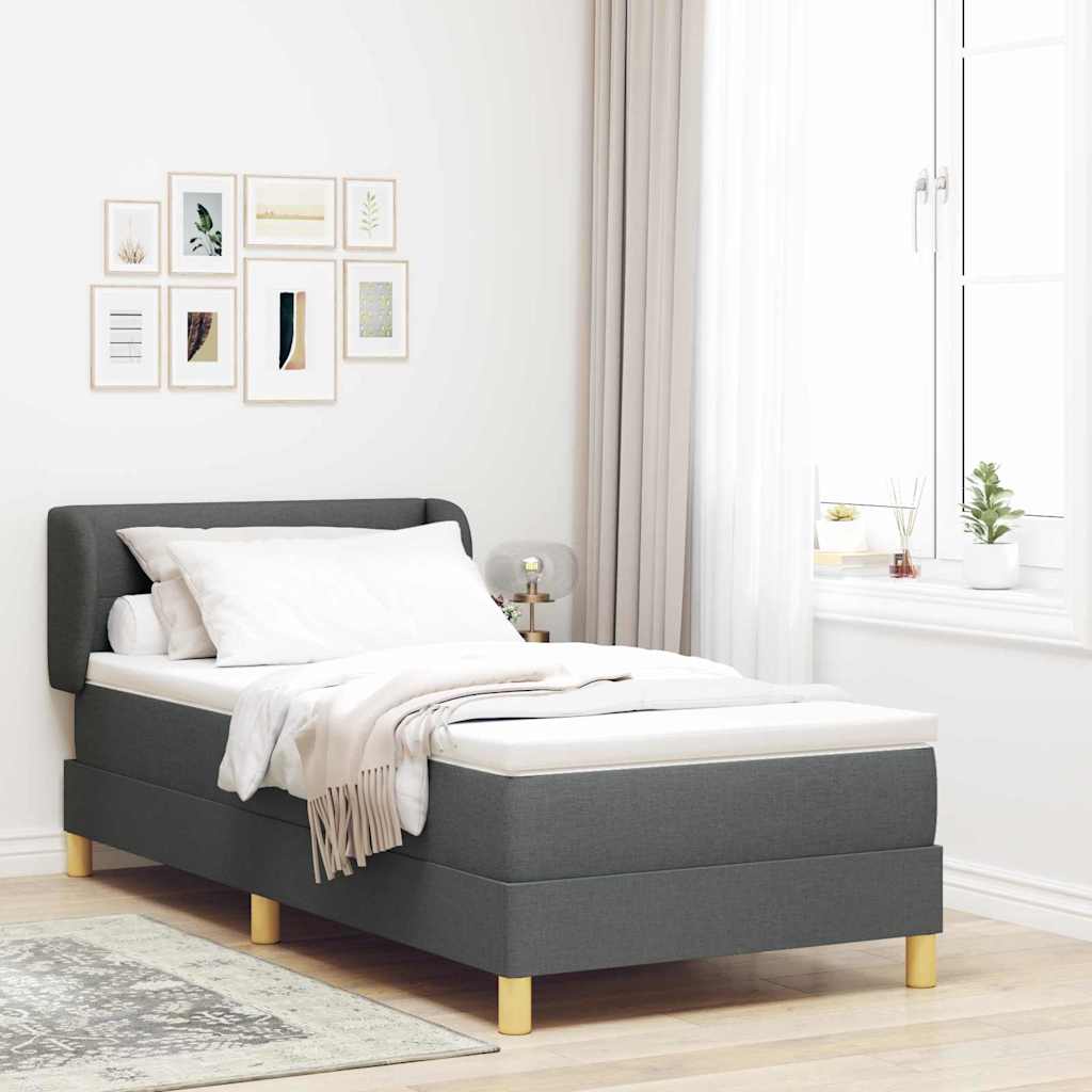 Box spring seng med hovedgærde Mørkegrå 100 x 200 cm Stof