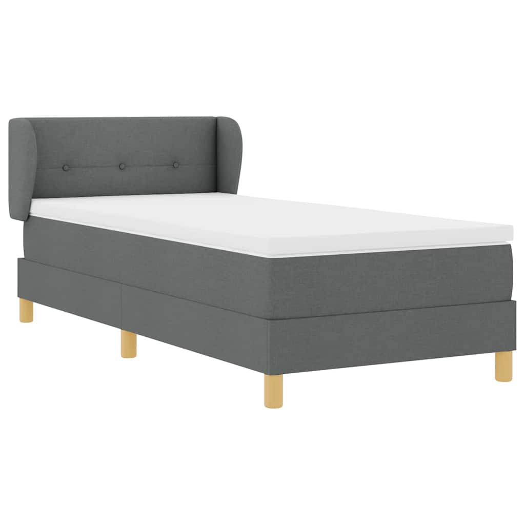 Box spring seng med hovedgærde Mørkegrå 100 x 200 cm Stof