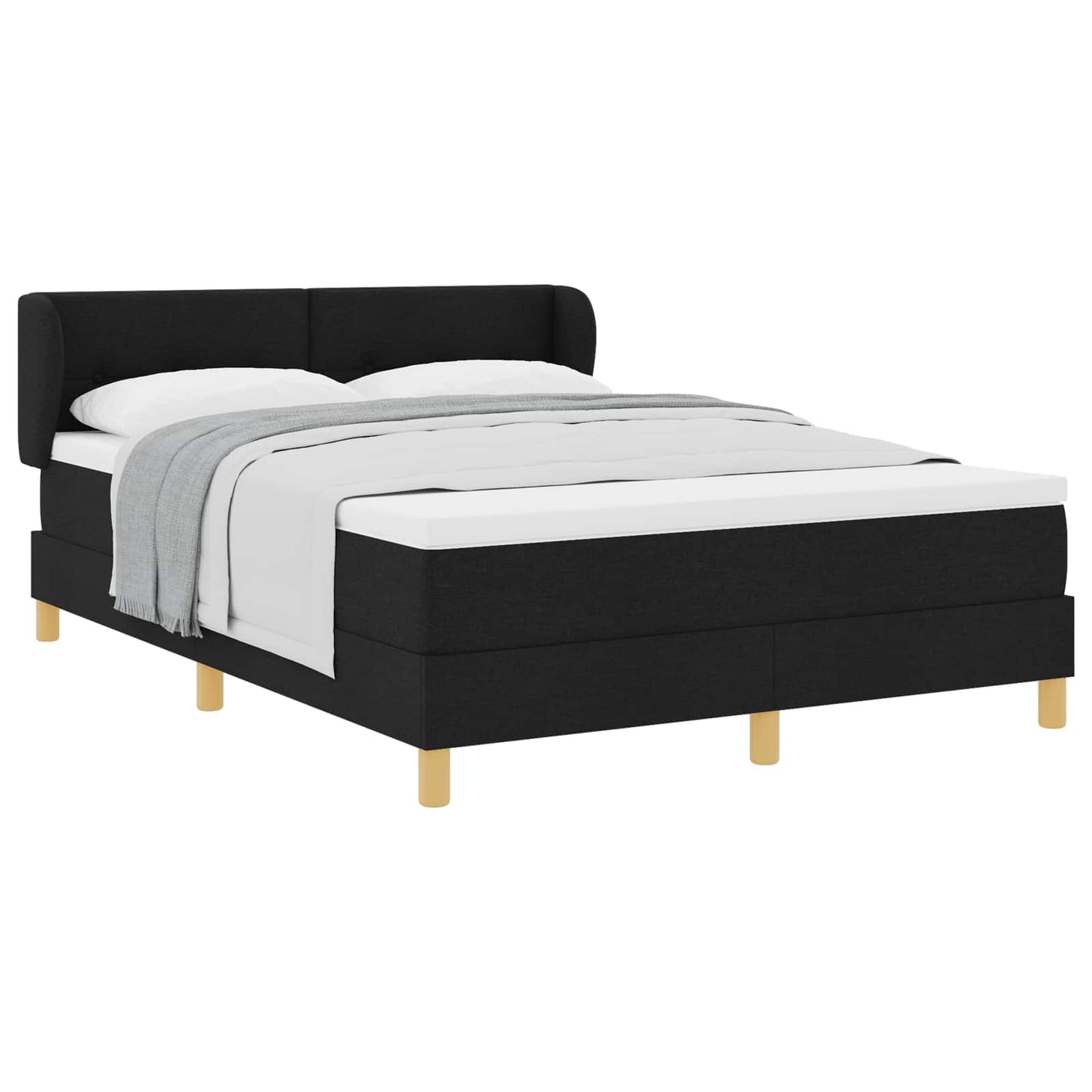 Box spring seng med hovedgærde Sort 140 x 190 cm Stof