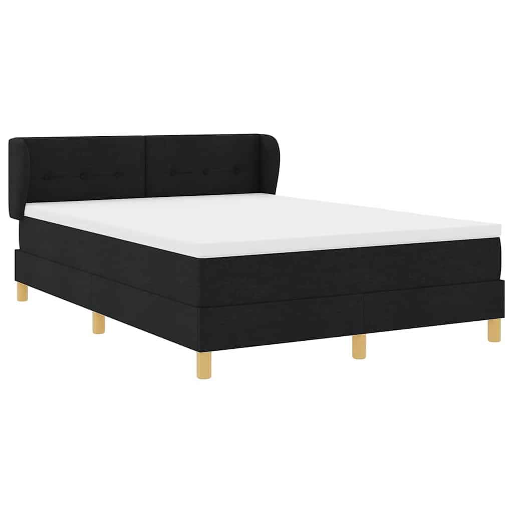 Box spring seng med hovedgærde Sort 140 x 190 cm Stof
