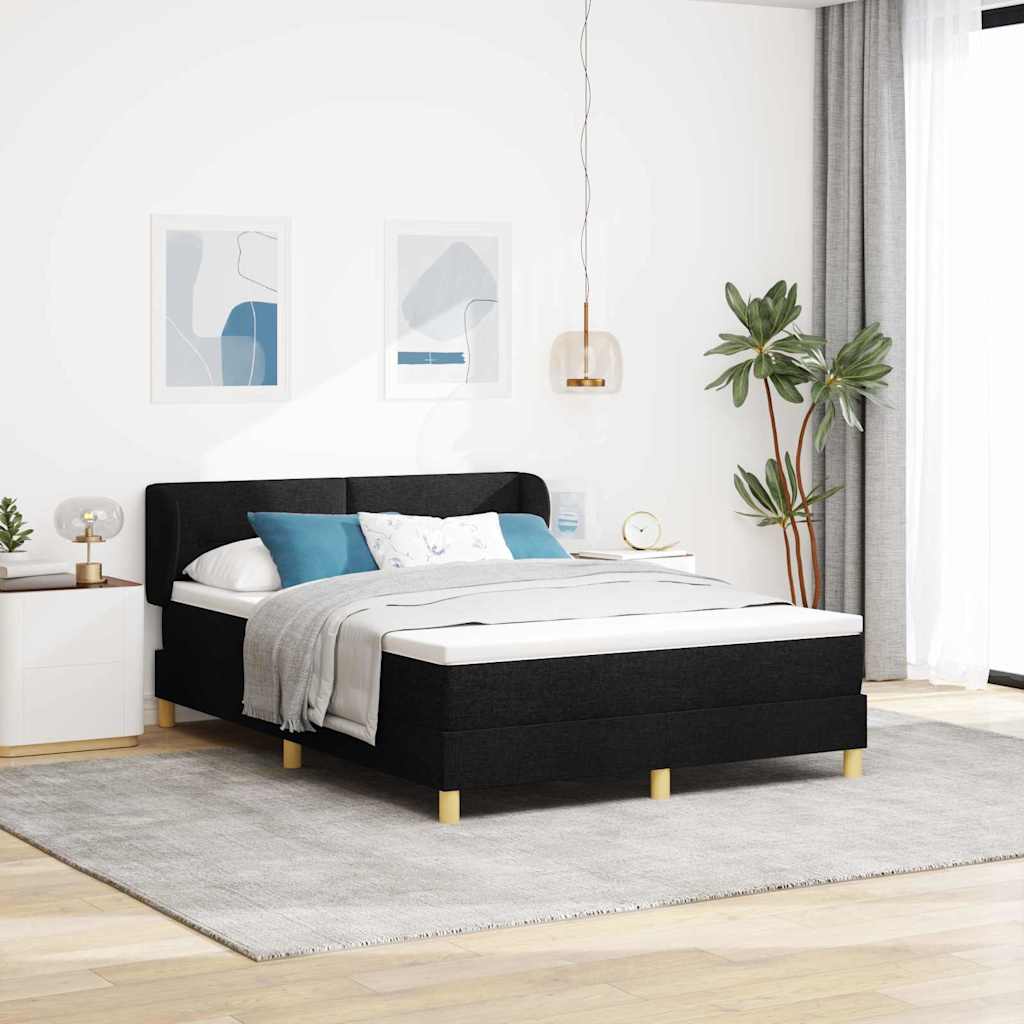 Box spring seng med hovedgærde Sort 140 x 200 cm Stof
