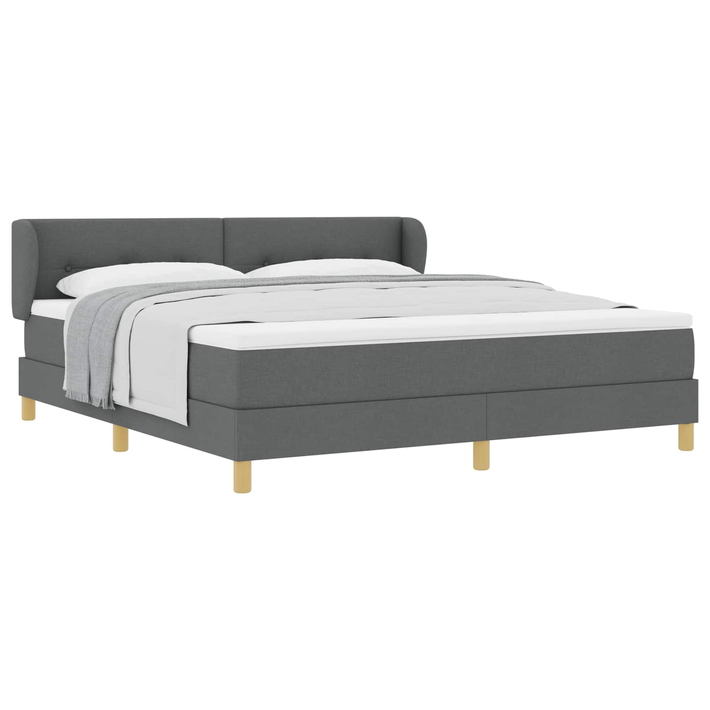 Box spring seng med hovedgærde Mørkegrå 180 x 200 cm Stof