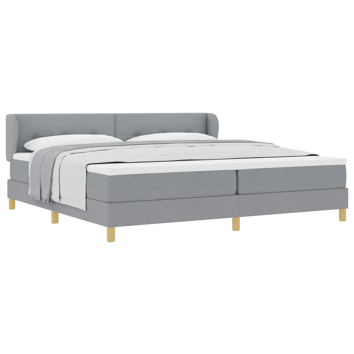 Box spring seng med hovedgærde Lysegrå 200 x 200 cm Stof
