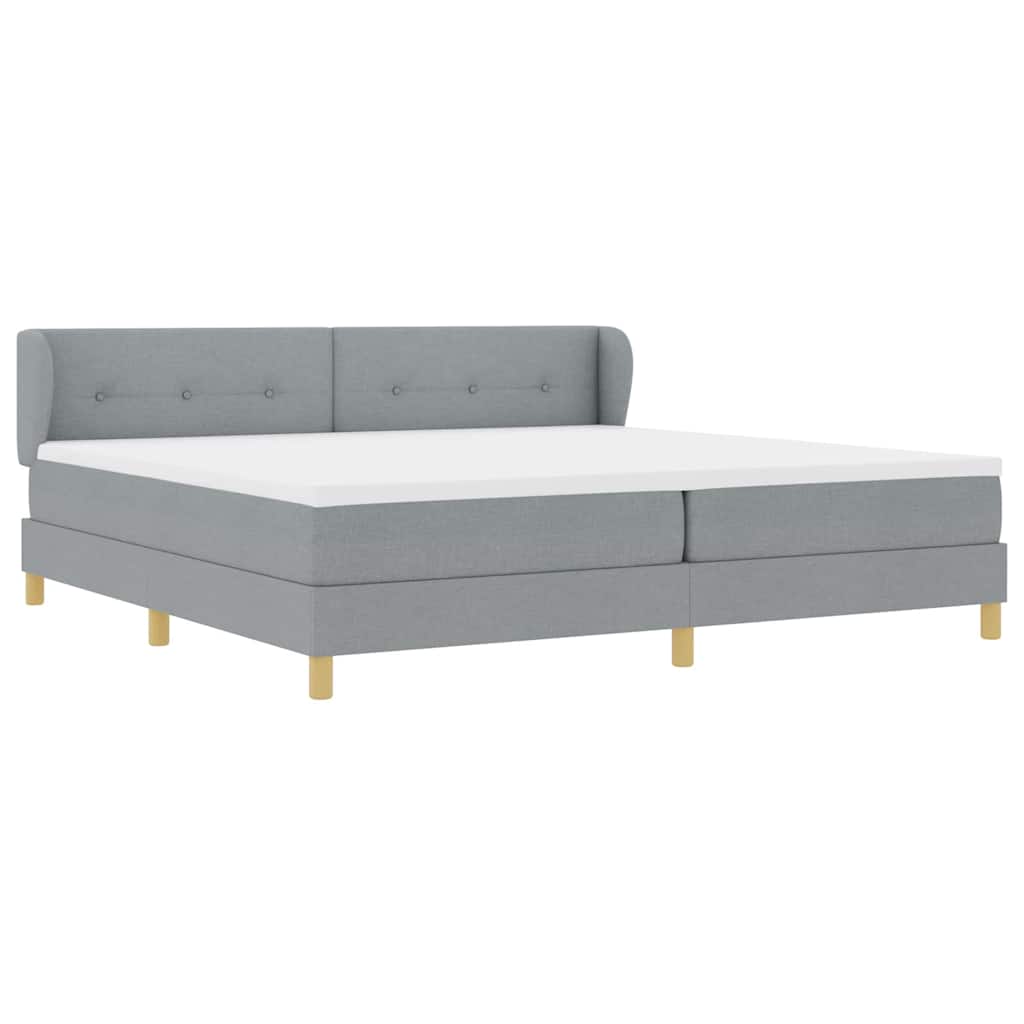 Box spring seng med hovedgærde Lysegrå 200 x 200 cm Stof