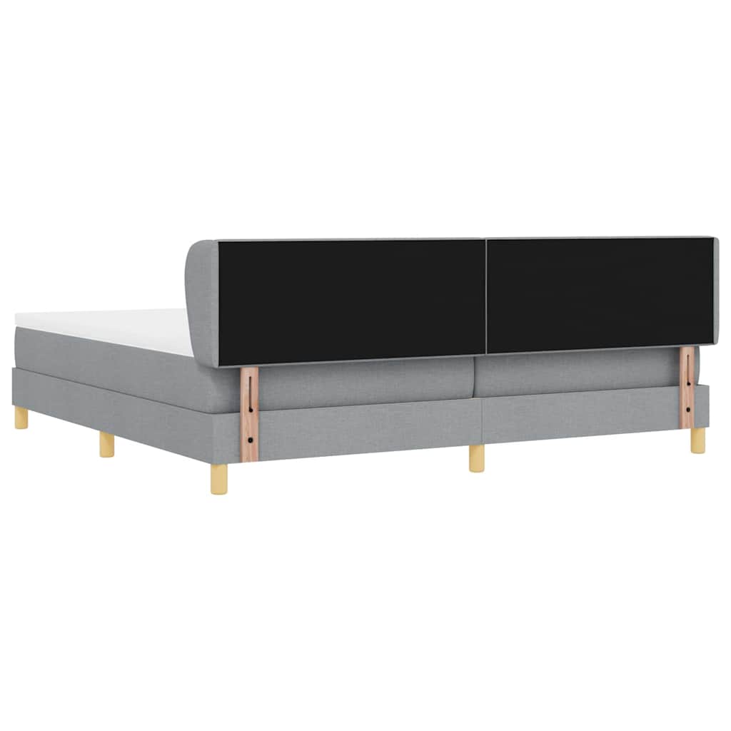 Box spring seng med hovedgærde Lysegrå 200 x 200 cm Stof