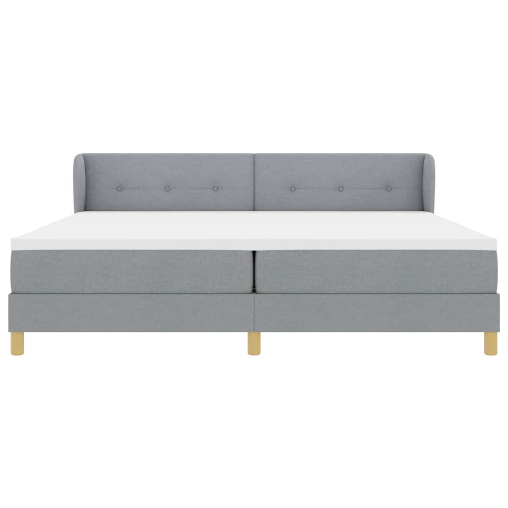 Box spring seng med hovedgærde Lysegrå 200 x 200 cm Stof