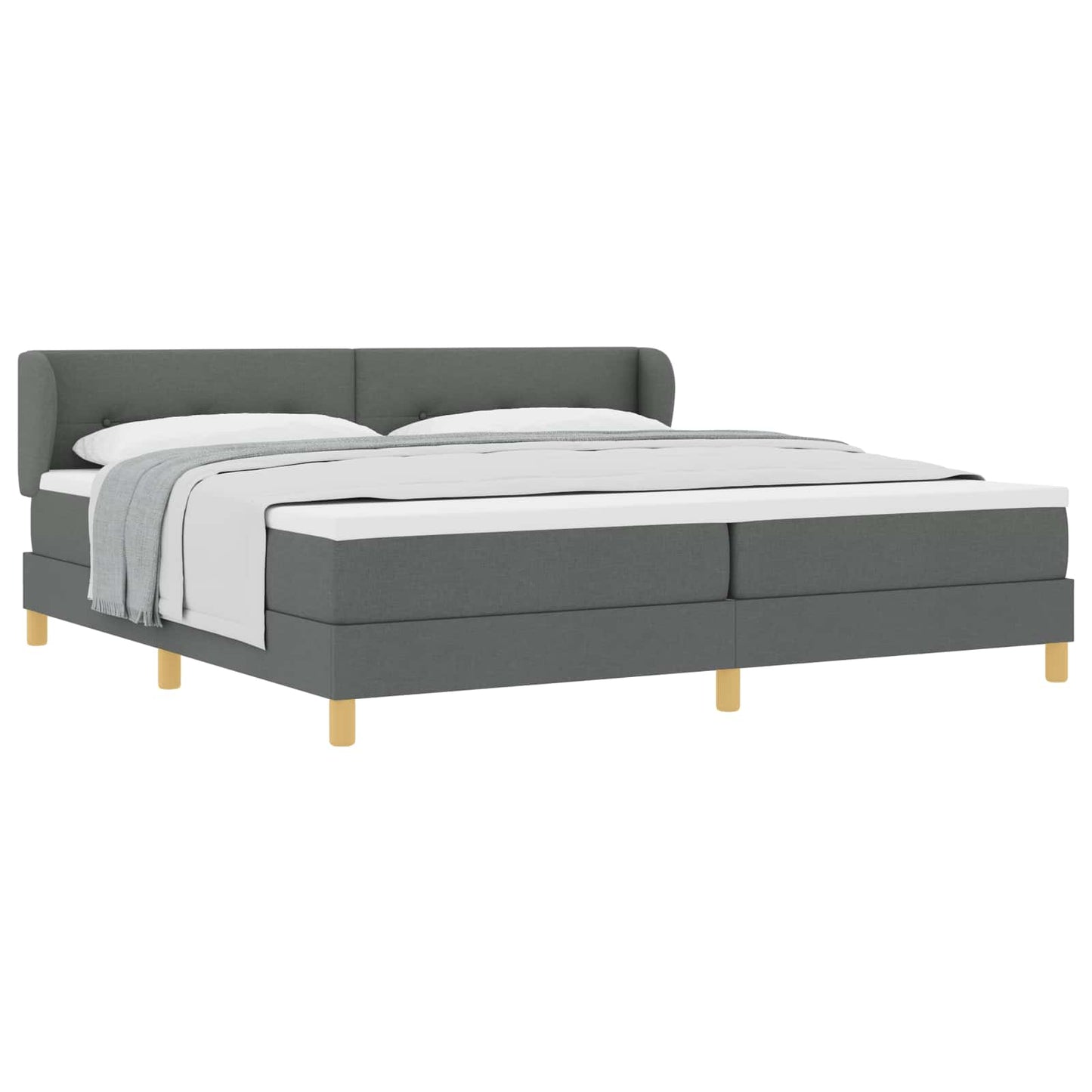Box spring seng med hovedgærde Mørkegrå 200 x 200 cm Stof